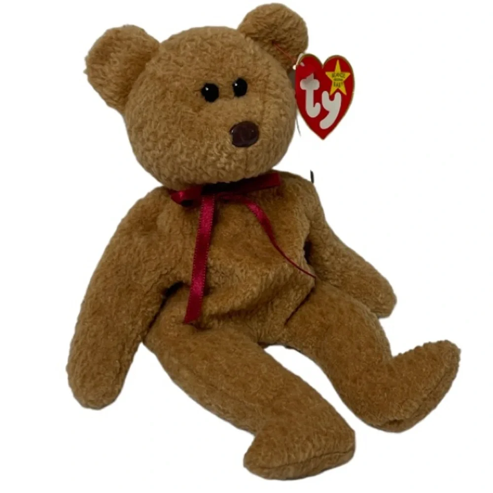 Rare Vintage Ty Bear  1996 “ Curly “ Brown Bear Ty Beanie Babies Bear Collection